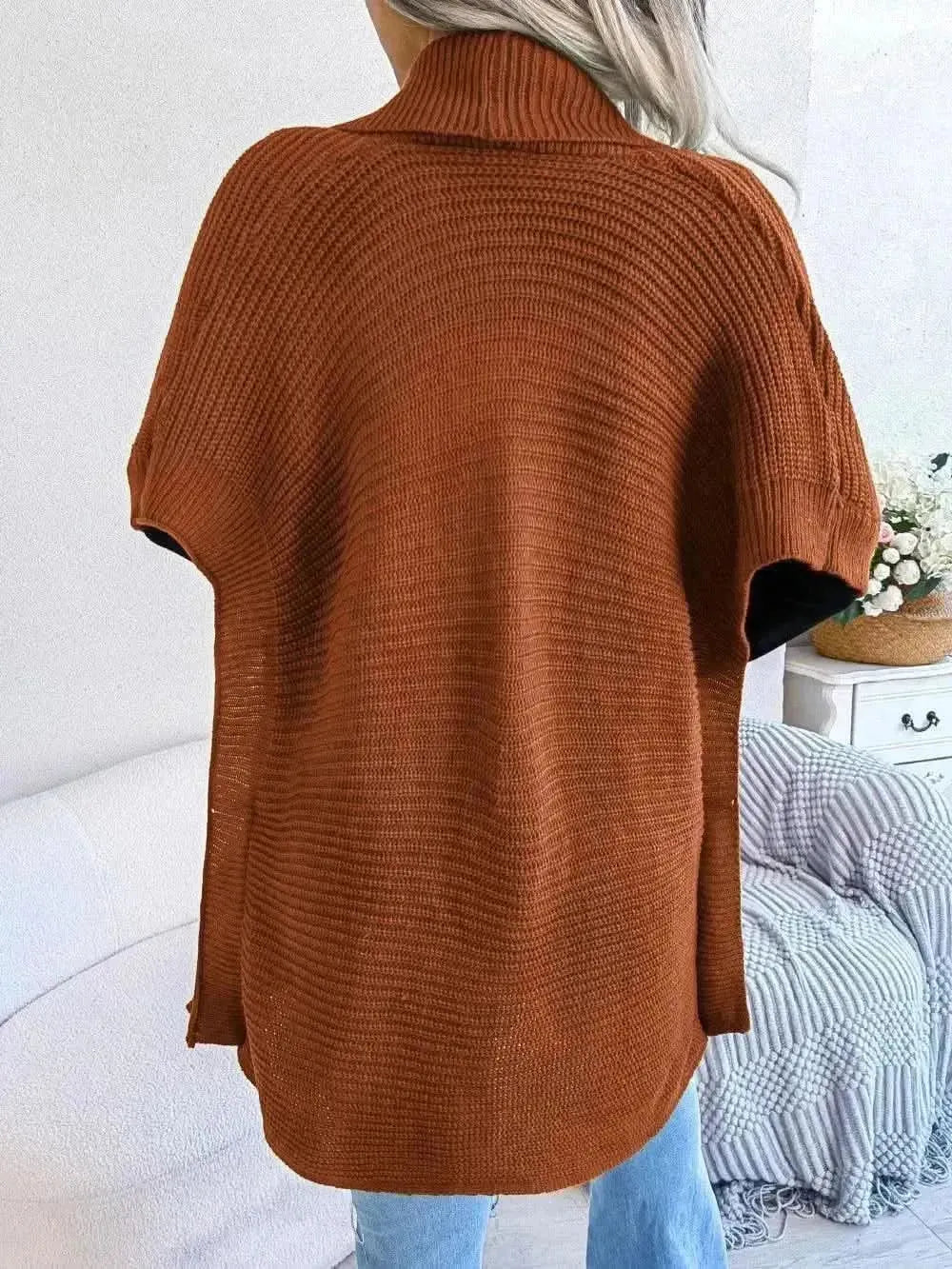 Horizontal Ribbing Open Front Slit Cardigan - Bad Moms Club