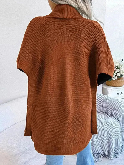 Horizontal Ribbing Open Front Slit Cardigan - Bad Moms Club