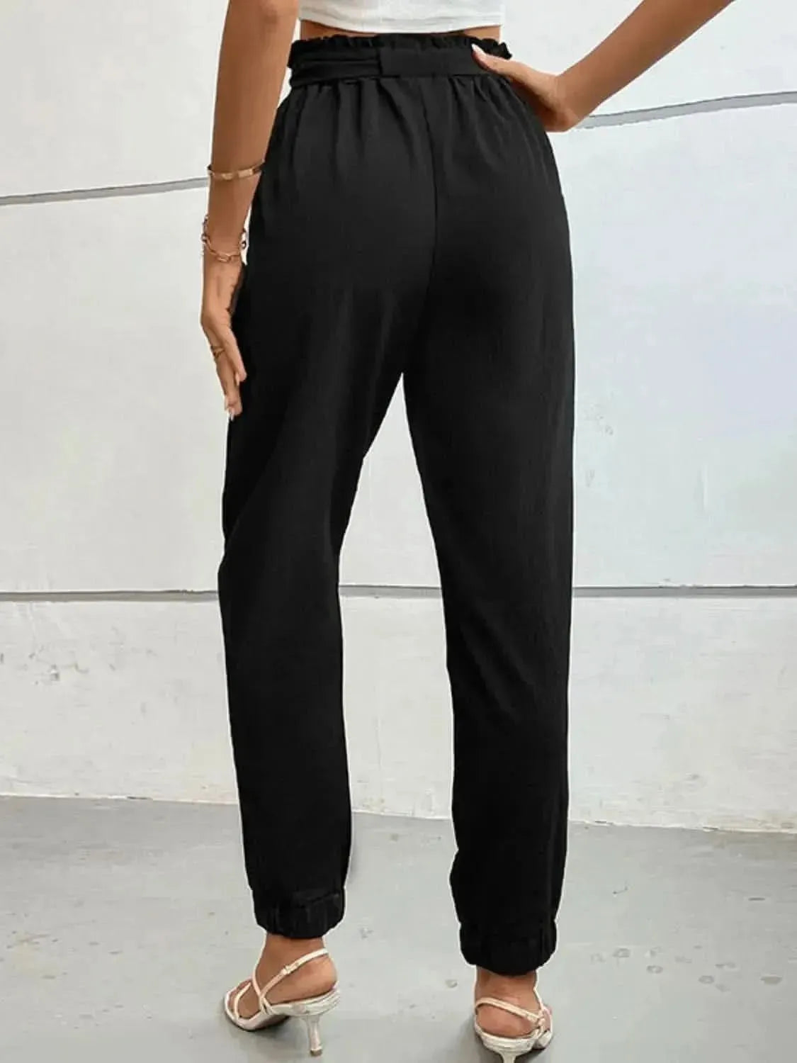 Perfee Tie Front Long Pants - Bad Moms Club