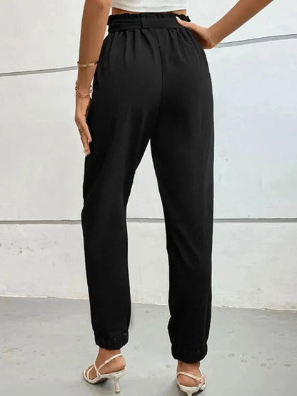 Perfee Tie Front Long Pants - Bad Moms Club