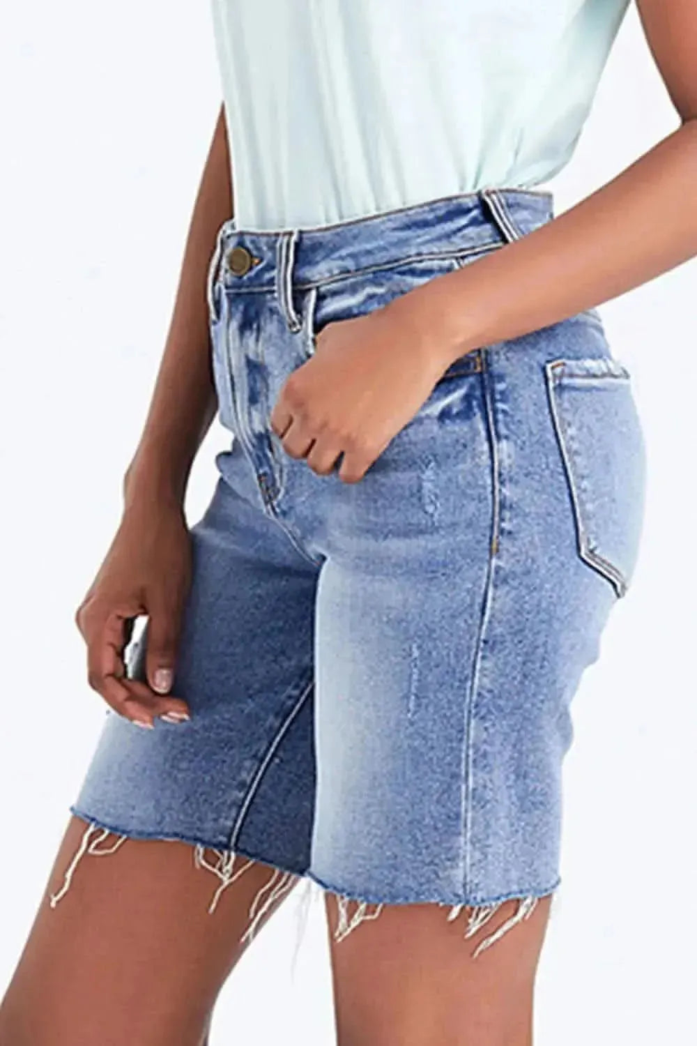 BAYEAS High Rise Denim Shorts - Bad Moms Club