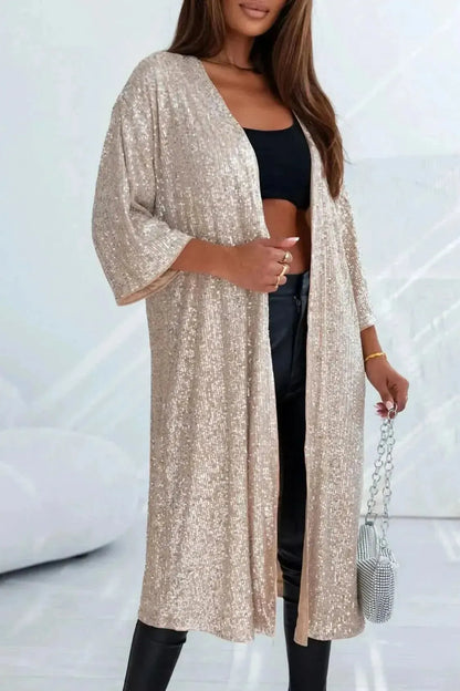 Sequin Open Front Duster Cardigan - Bad Moms Club