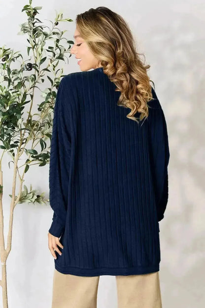 Basic Bae Full Size Ribbed Cocoon Cardigan - Bad Moms Club