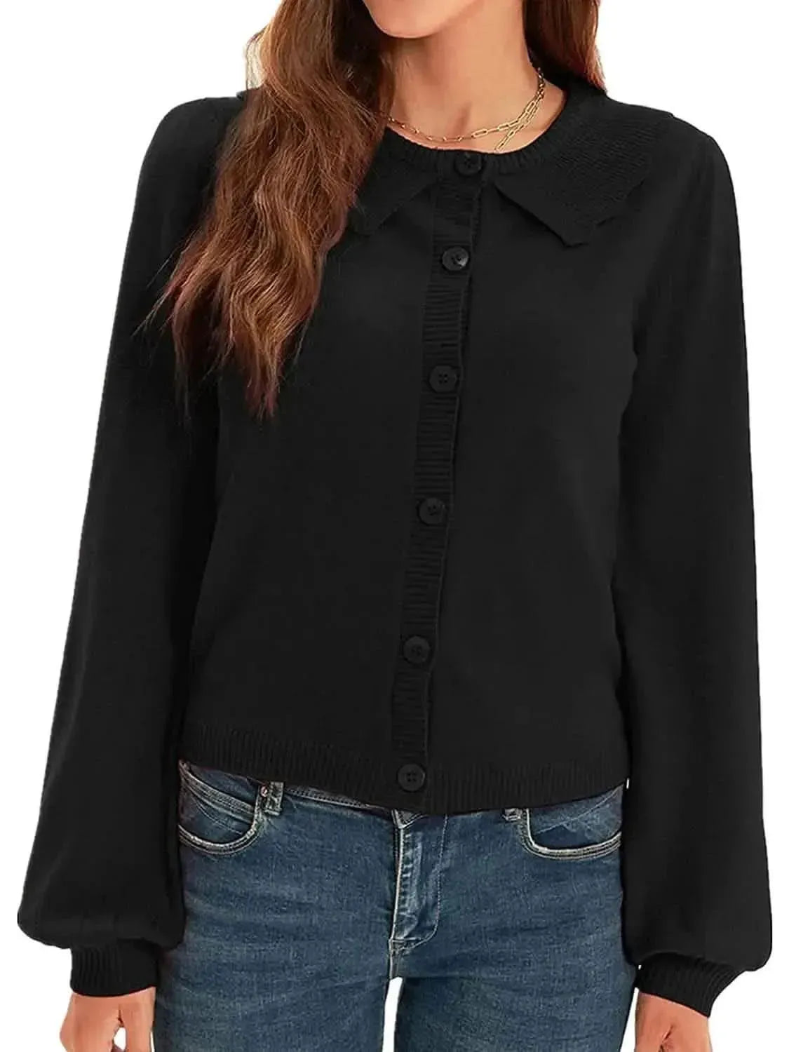 Collared Long Sleeve Button Down Cardigan - Bad Moms Club