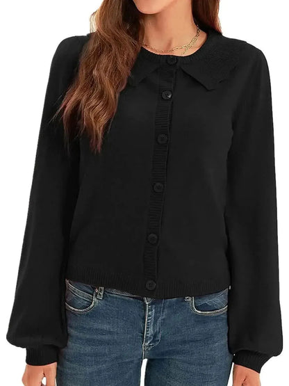 Collared Long Sleeve Button Down Cardigan - Bad Moms Club