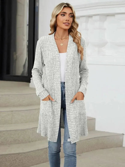 Open Front Long Sleeve Cardigan - Bad Moms Club