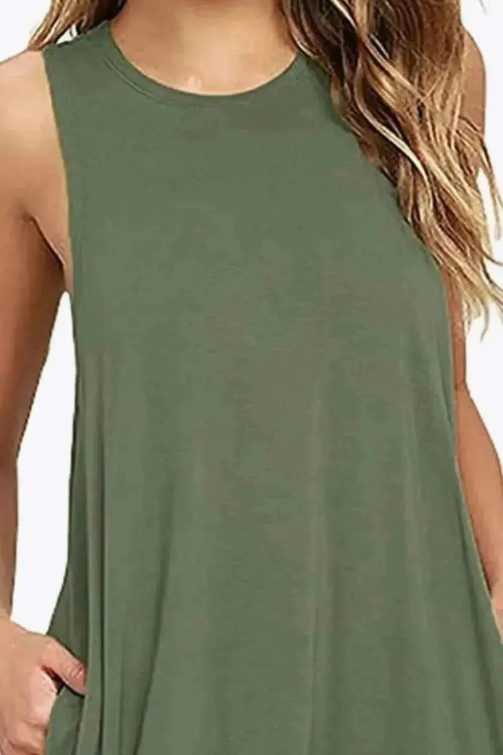 Full Size Round Neck Sleeveless Dress with Pockets - Bad Moms Club