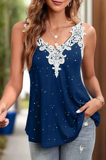 Lace Detail V-Neck Wide Strap Cami - Bad Moms Club