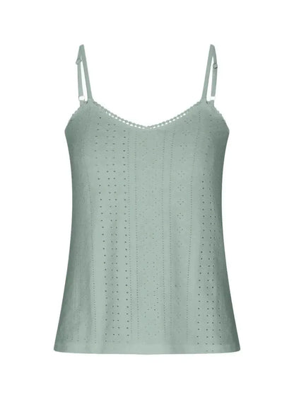 Eyelet Lace Detail V-Neck Cami - Bad Moms Club