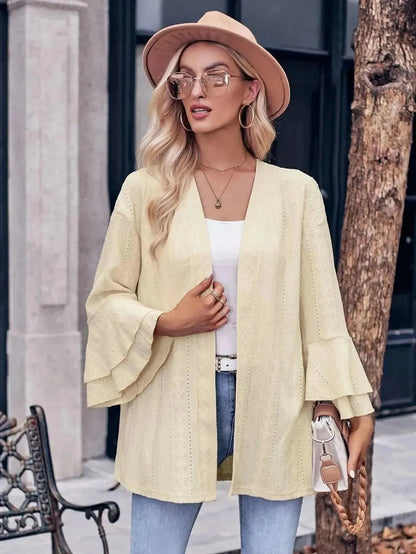 Eyelet Bell Sleeve Cardigan - Bad Moms Club