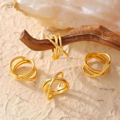 18K Gold-Plated Crisscross Ring - Bad Moms Club
