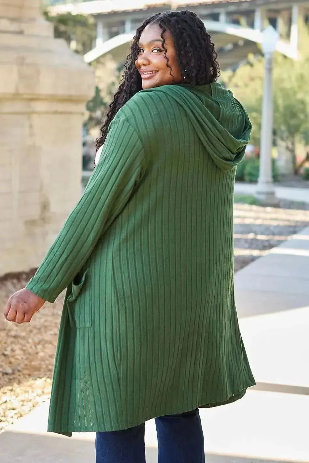 Basic Bae Full Size Hooded Sweater Cardigan - Bad Moms Club
