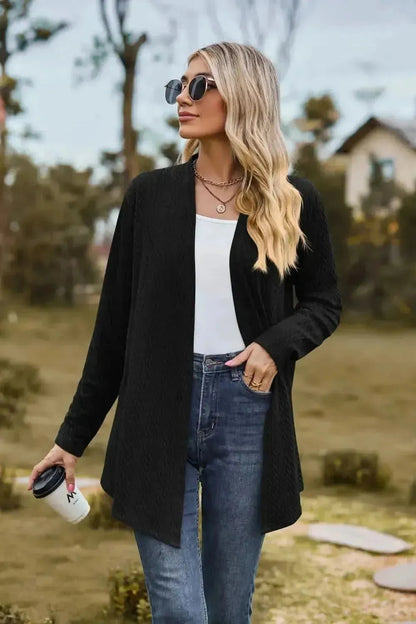 Open Front Long Sleeve Cardigan - Bad Moms Club