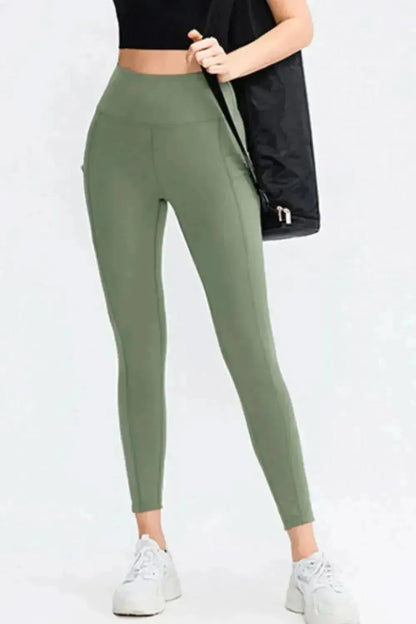 Wide Waistband Slim Fit Long Sports Pants with Pocket - Bad Moms Club