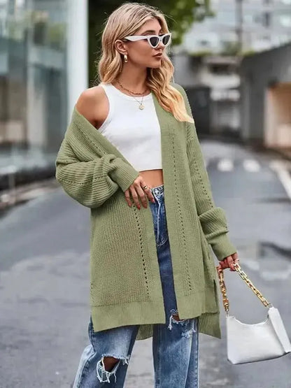 Long Sleeve Waffle-Knit Cardigan - Bad Moms Club