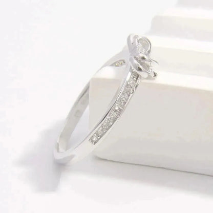 925 Sterling Silver Inlaid Zircon Bow Ring - Bad Moms Club