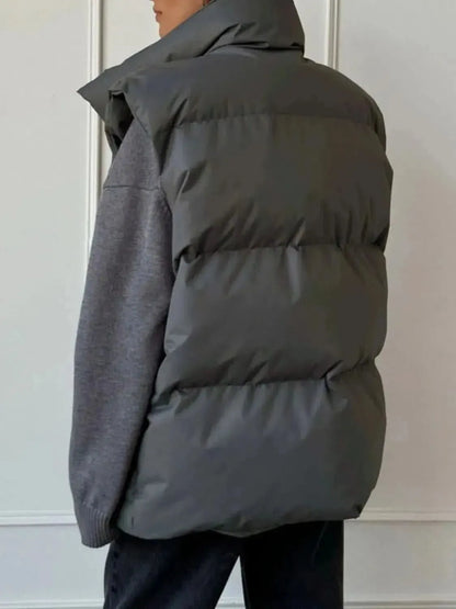 Zip Up Turtleneck Vest Coat - Bad Moms Club