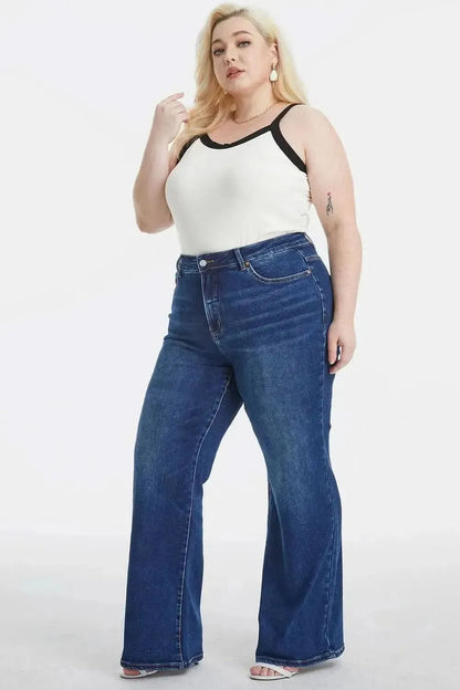 BAYEAS Full Size High Waist Cat's Whisker Wide Leg Jeans - Bad Moms Club