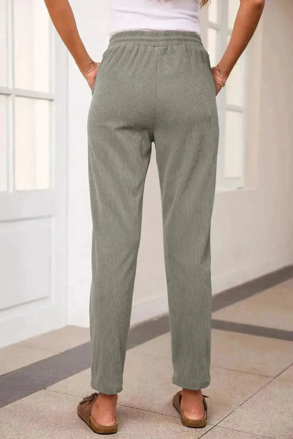 Drawstring Straight Pants with Pockets - Bad Moms Club