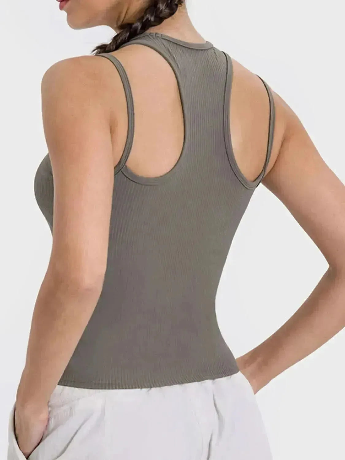 Cutout Round Neck Racerback Active Tank - Bad Moms Club