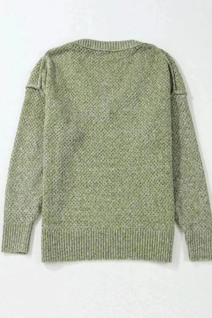 V-Neck Dropped Shoulder Long Sleeve Sweater - Bad Moms Club