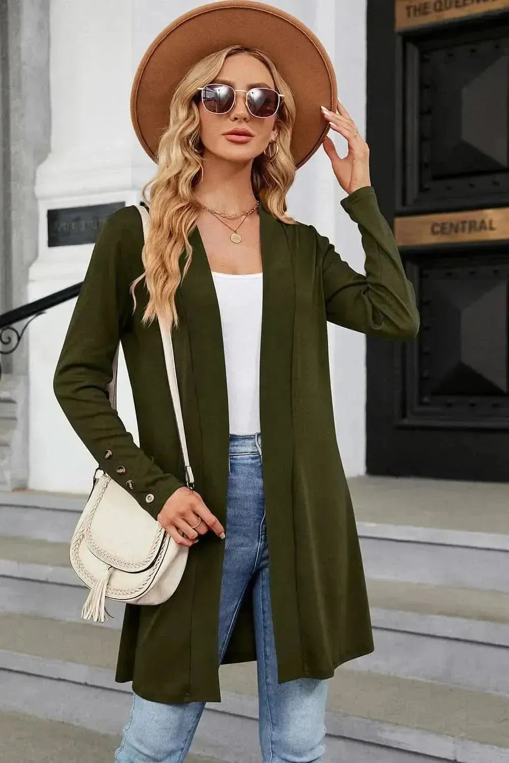 Open Front Long Sleeve Cardigan - Bad Moms Club
