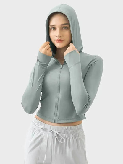 Zip Up Hooded Long Sleeve Active Outerwear - Bad Moms Club