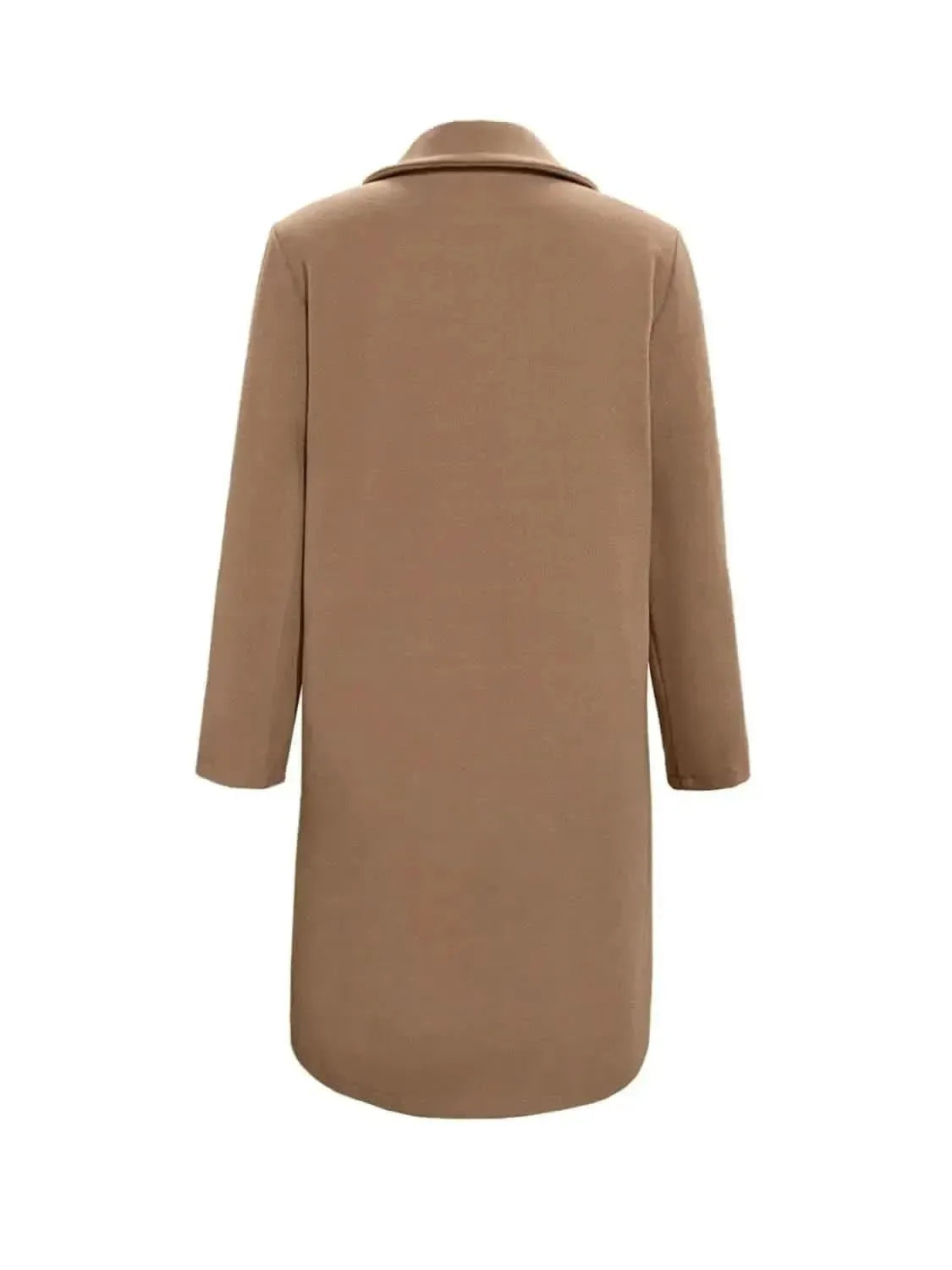 Collared Neck Button Up Long Sleeve Coat - Bad Moms Club