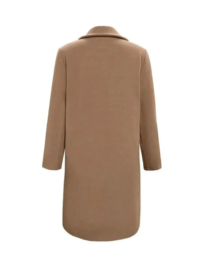 Collared Neck Button Up Long Sleeve Coat - Bad Moms Club