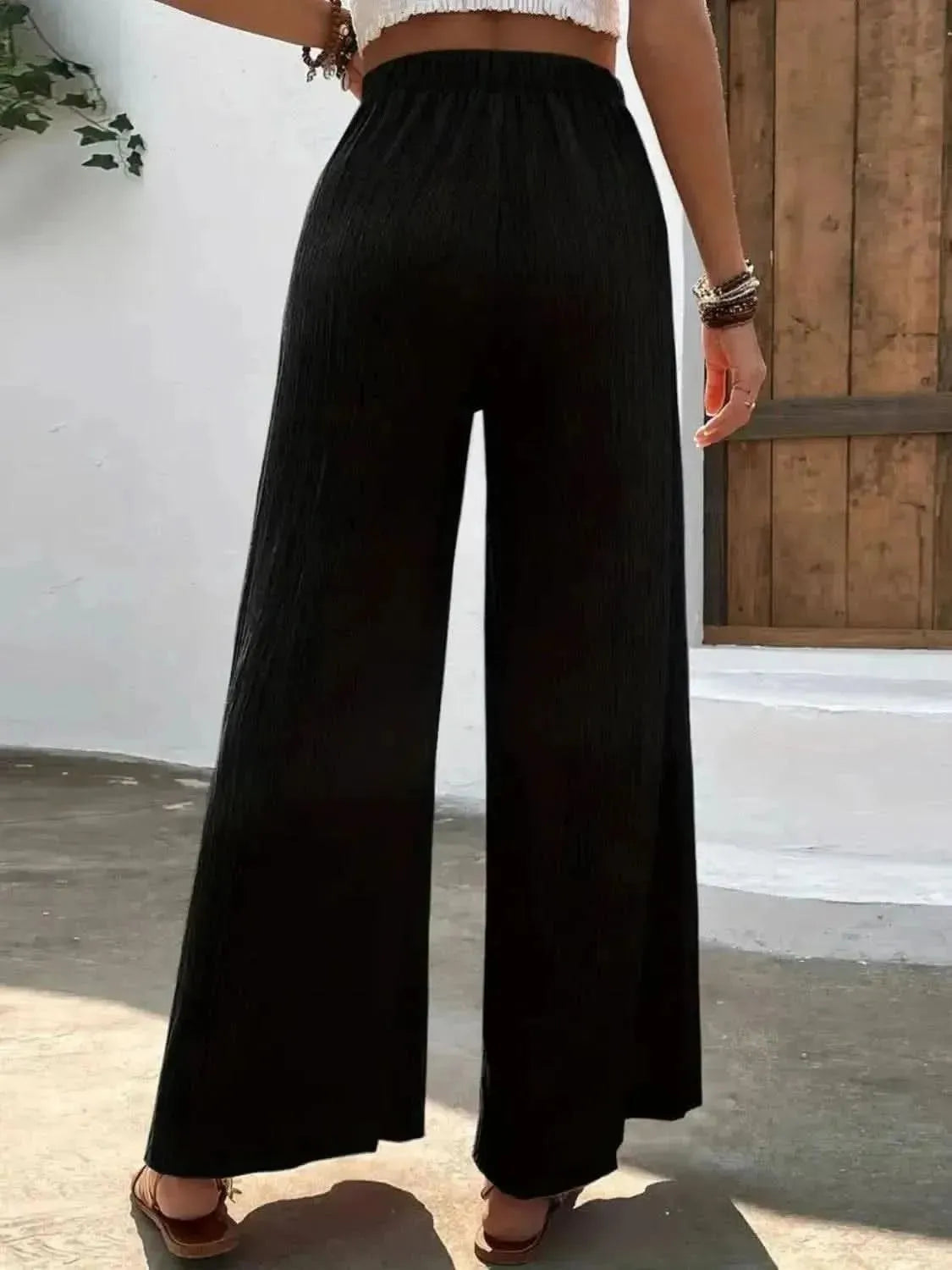 Full Size High Waist Wide Leg Pants - Bad Moms Club