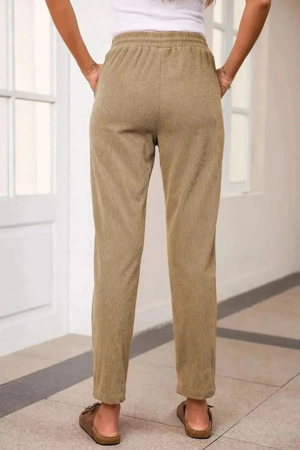 Drawstring Straight Pants with Pockets - Bad Moms Club