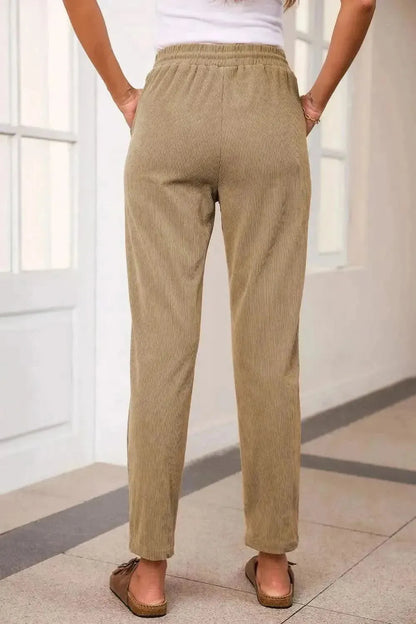Drawstring Straight Pants with Pockets - Bad Moms Club