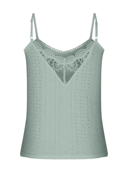 Eyelet Lace Detail V-Neck Cami - Bad Moms Club