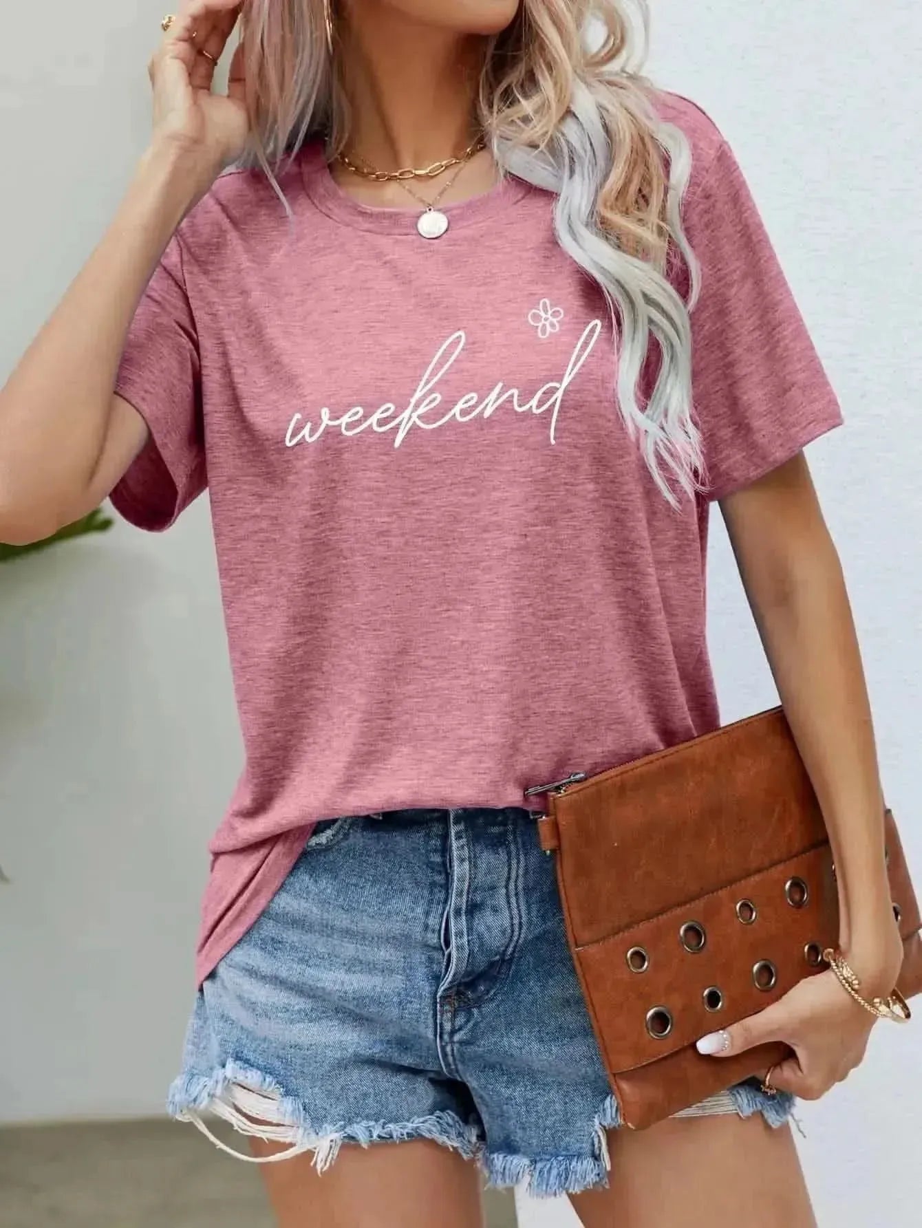WEEKEND Flower Graphic Short Sleeve Tee - Bad Moms Club