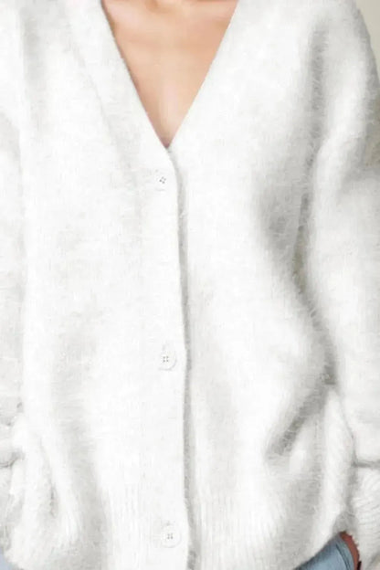 Button Up Dropped Shoulder Cardigan - Bad Moms Club