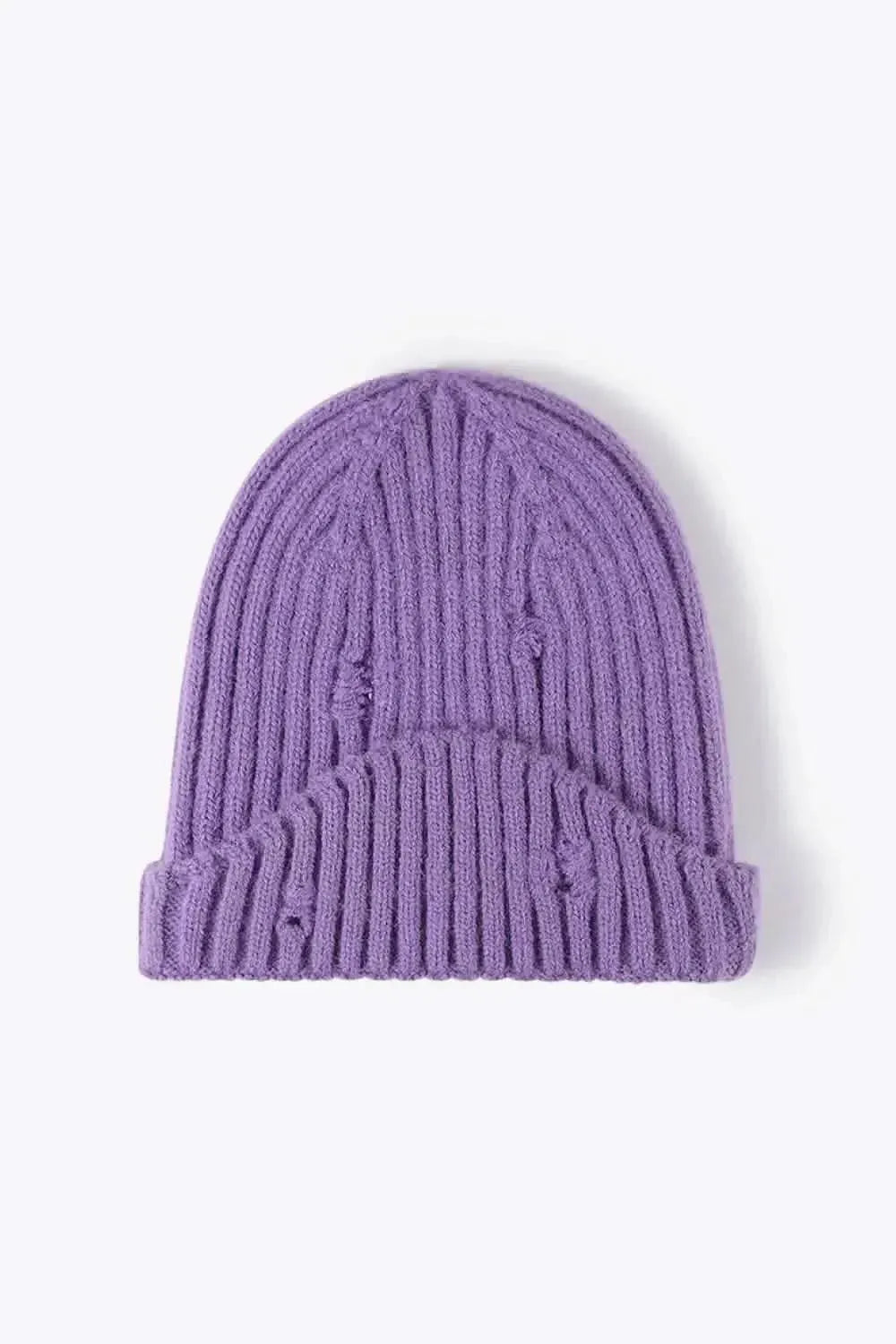 Distressed Rib-Knit Beanie - Bad Moms Club