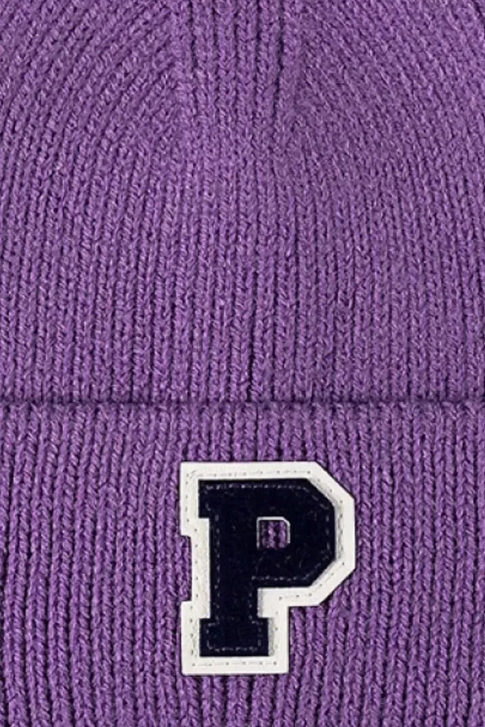 Letter Patch Cuffed Knit Beanie - Bad Moms Club