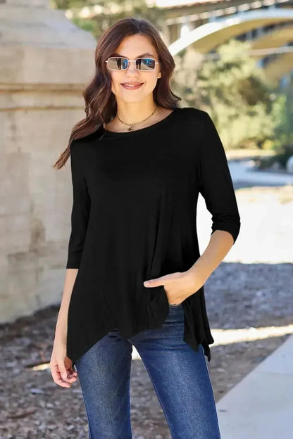 Basic Bae Full Size Round Neck Pocketed T-Shirt - Bad Moms Club
