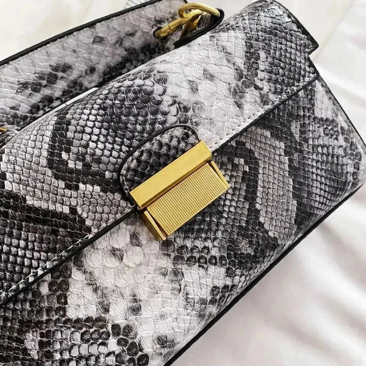 PU Leather Snakeskin Print Crossbody Bag - Bad Moms Club