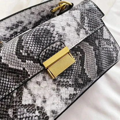 PU Leather Snakeskin Print Crossbody Bag - Bad Moms Club