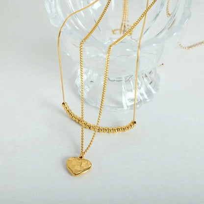 Heart Pendant Double-Lrayed Necklace - Bad Moms Club