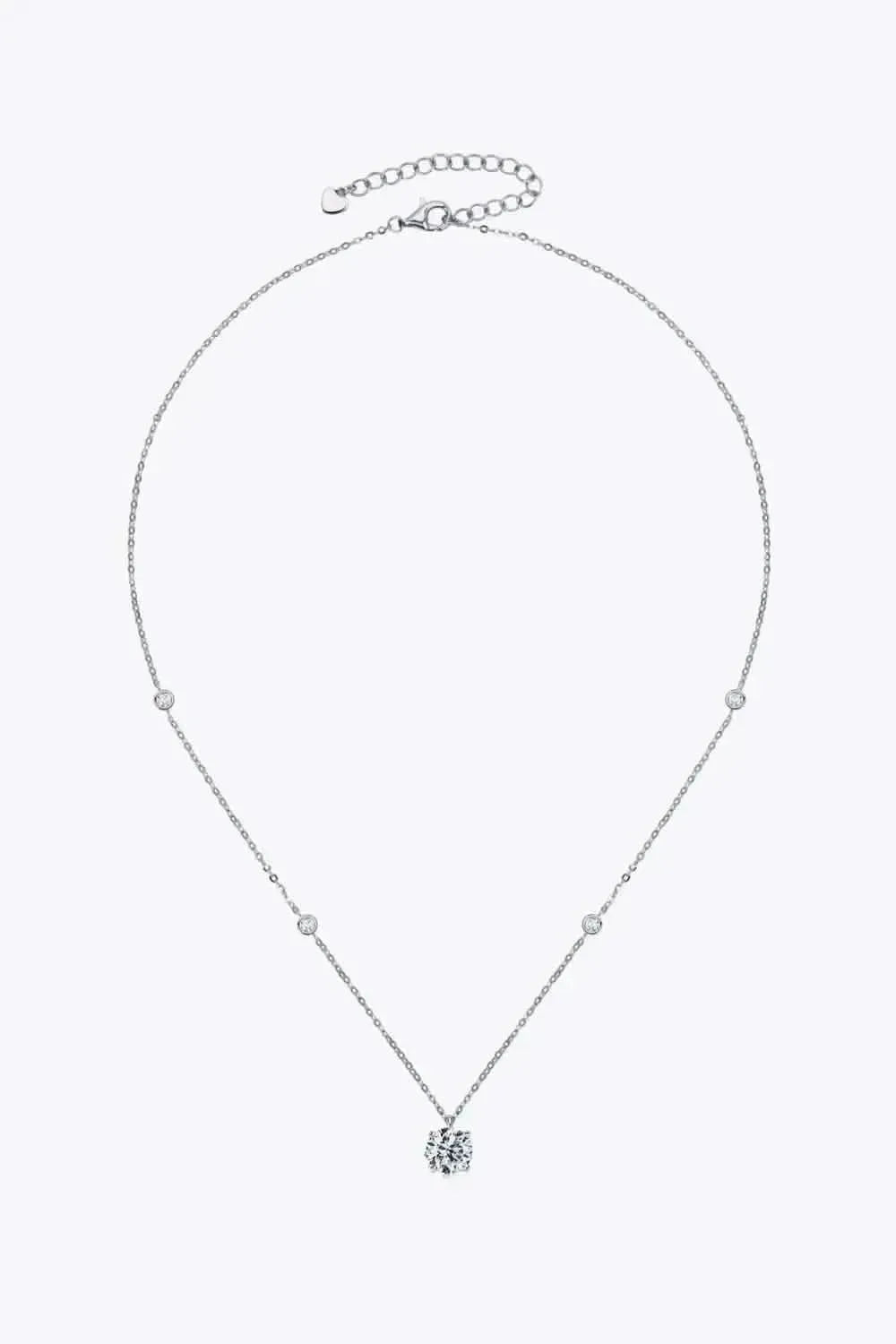 2 Carat Moissanite 4-Prong 925 Sterling Silver Necklace - Bad Moms Club