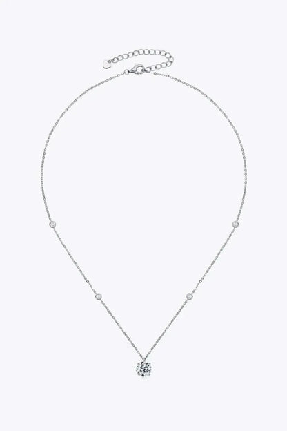2 Carat Moissanite 4-Prong 925 Sterling Silver Necklace - Bad Moms Club