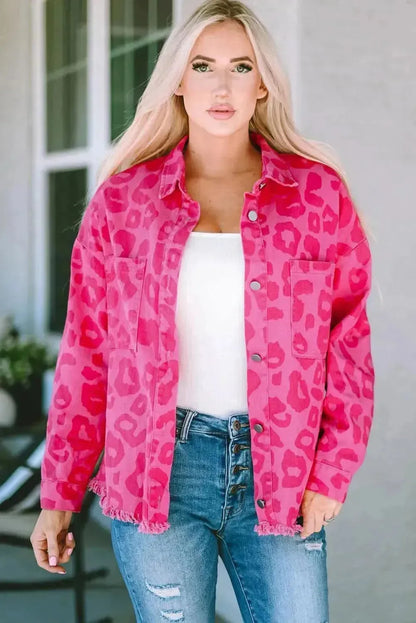 Leopard Raw Hem Jacket - Bad Moms Club