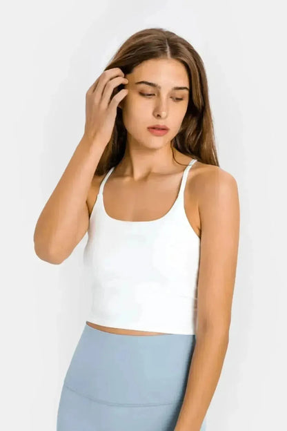 Crisscross Back Scoop Neck Sports Cami - Bad Moms Club
