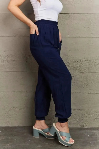 Tied Long Joggers with Pockets - Bad Moms Club