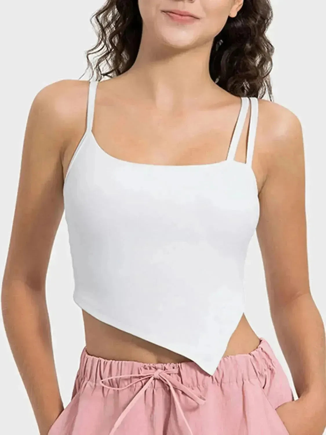 Slit Asymmetrical Neck Active Cami - Bad Moms Club