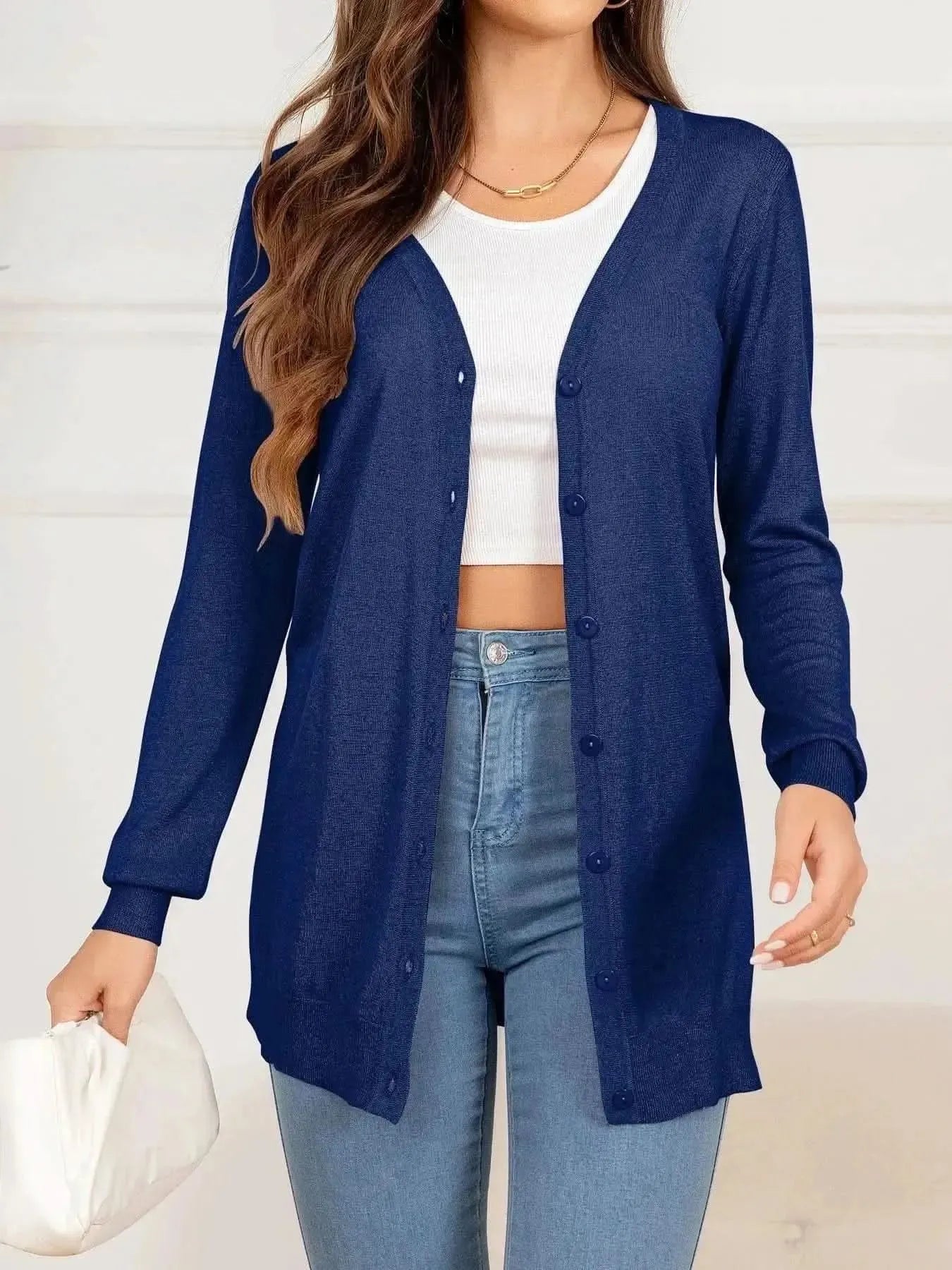 Button Down Slit Longline Cardigan - Bad Moms Club