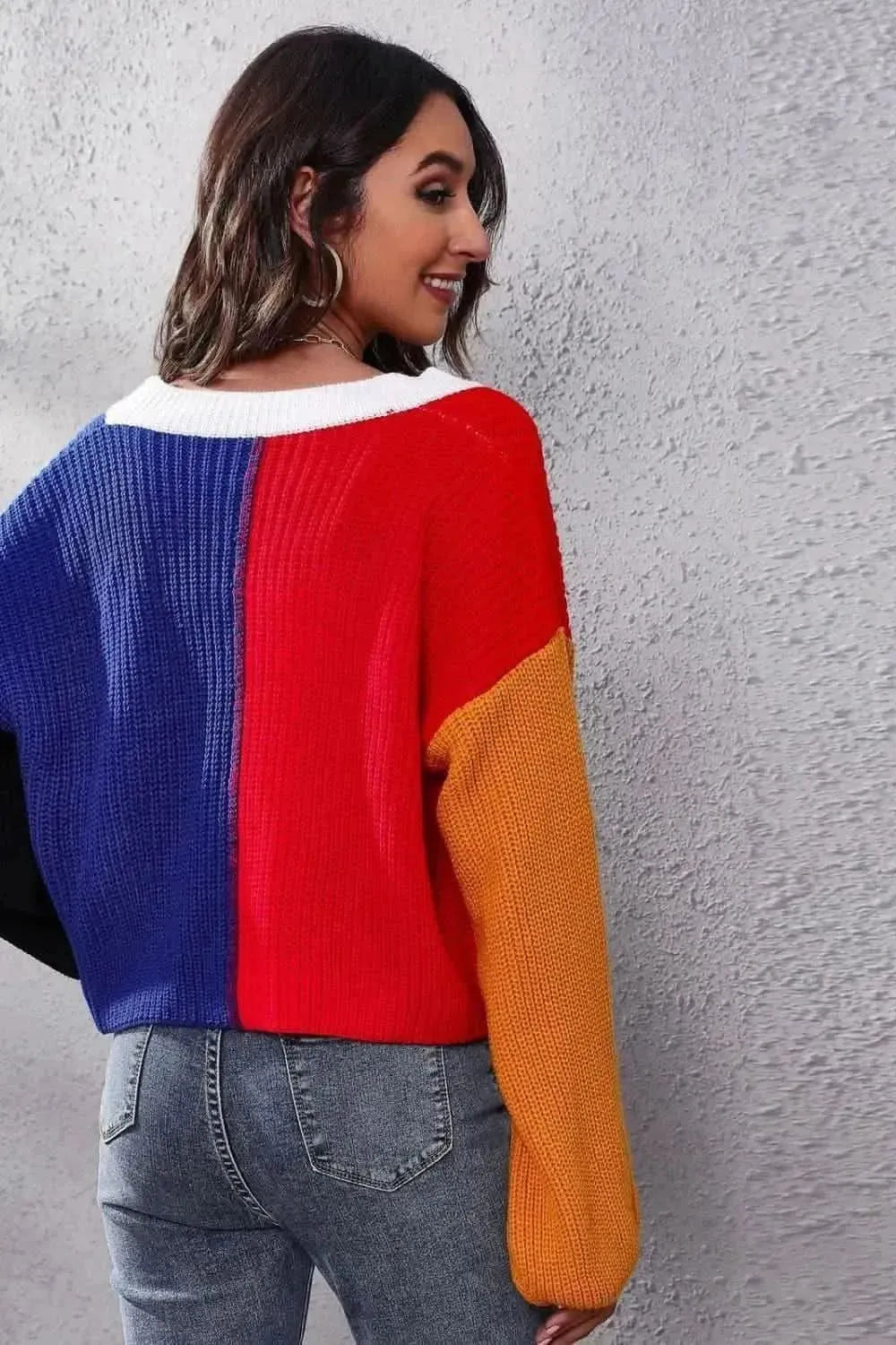 Color Block Ribbed Long Sleeve Cardigan - Bad Moms Club