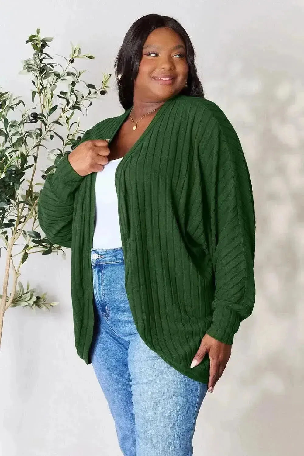 Basic Bae Full Size Ribbed Cocoon Cardigan - Bad Moms Club